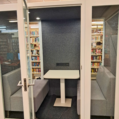 library study room with an open door