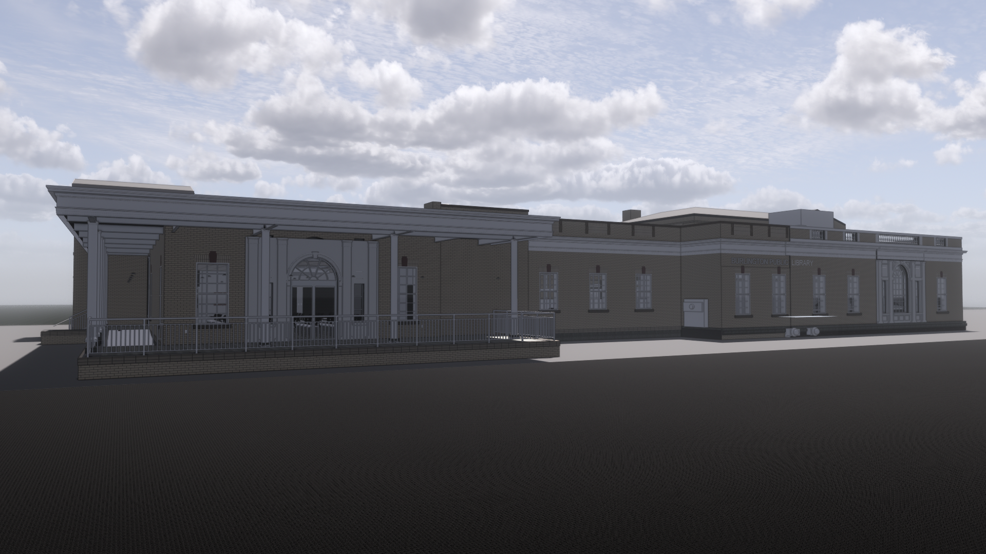Rendering of the library from Jefferson Street.
