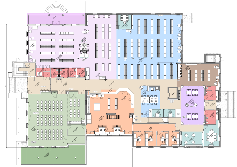 schematic drawing of the interior of the library