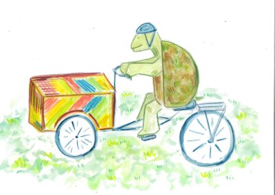 Shelldon on Book Bike